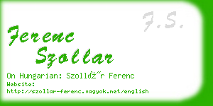 ferenc szollar business card